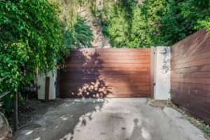 Wooden driveway gate