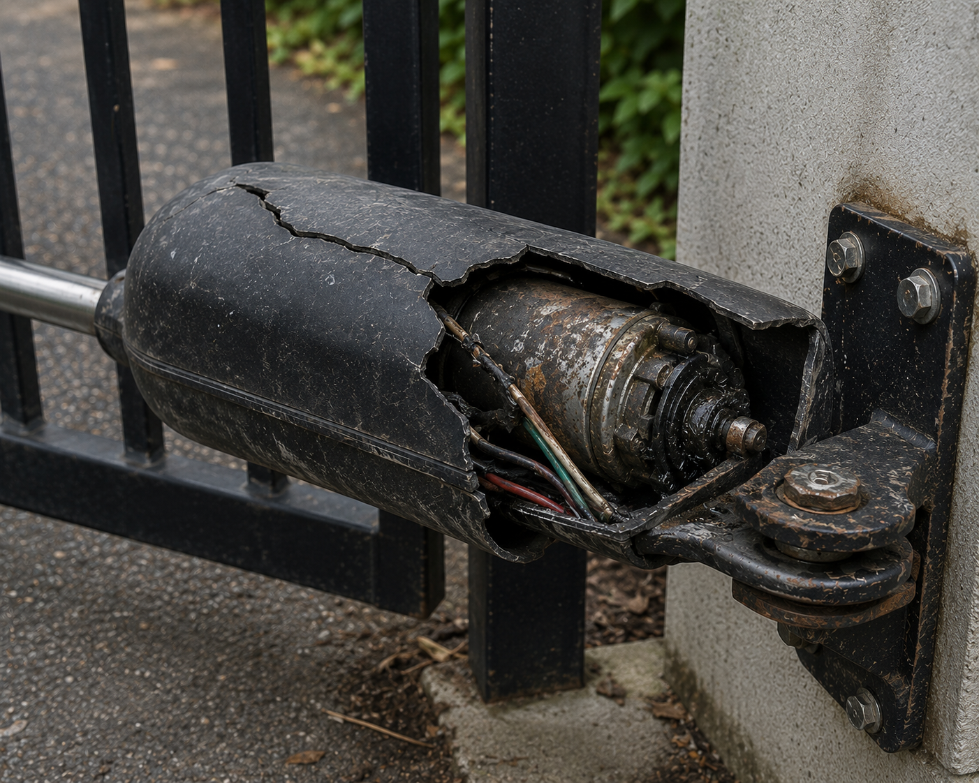 Technician performing diagnostic automatic gate motor repair in Vancouver
